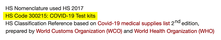 covid19 product code